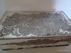 SZALVÉTATARTÓ - EZÜSTÖZÖTT - GRAVÍROZOTT TETEJŰ - PLEXI - 19 x 10 x 6 cm - HIBÁTLAN