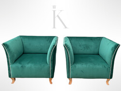 Kényelmes, tágas felújított art deco modern formájú fotel szólóban, párban