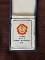 Miskolc Diósgyőr Kohászat LKM vállalati tűzoltóság 1986 Hollóházi porcelán plakett dobozában