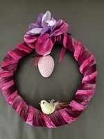 Húsvéti vagy tavaszi, madárkás koszorú ajtó dísz dekoráció