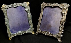 DT/519. Ezüstözött, antik, szecessziós fényképkeretek