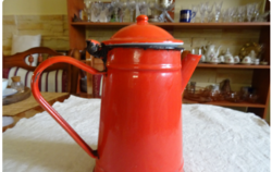 Vintage piros zománcozott  kanna bödön