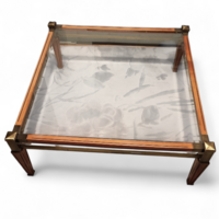 Art Deco / Hollywood Regency stílusú vintage dohányzóasztal üveglappal