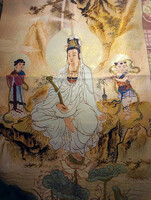 ZENBUDDHISTA aranyszálas SZÖVÖTT TEXTILKÉP 90 cm x 60 cm -Art&Decoration