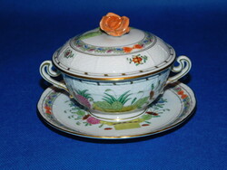 Herendi Színes Indiai  leveses csésze tetővel  + alj