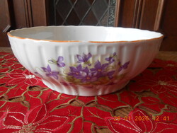 Zsolnay ibolyás pogácsás tál, 24,5 cm