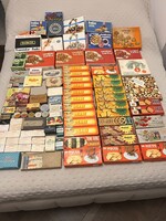 97 db retro / vintage magyar doboz – édesség, keksz, dohány, technikai csomagolás – EGYBEN eladó