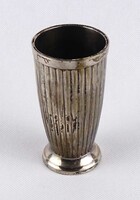 1Y850 Régi ezüstözött réz bordás talpas kis váza 11 cm