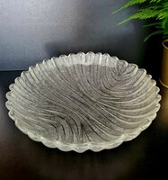 Nagy méretű modern üveg kínáló bordázott levélmintás tál