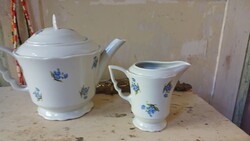 Zsolnay kék nefelejcs manó füles teás és tej kiöntő