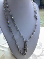 Rózsafűzér, imalánc olasz hegyikristály ékszer, feszülettel