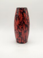 Eredeti WEST GERMANY "Fat Lava" Scheurich váza, piros-fekete, 18 cm
