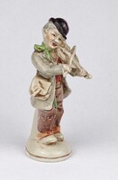 1X719 Régi Bertram jellegű német hegedülő koldus porcelán figura 11.8 cm