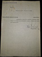 1940, levél a kassai vitézi széktől, a székkapitány Halász János székkapitány aláírásával
