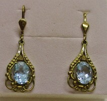 Gyönyörű  antik  aranyfülbevaló kéktopáz  kövekkel