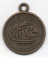 Nagy-Britannia 1/2 penny, 1967, medál