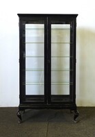 1Y820 Antik kétoldalról nyitható teliüveges üvegpolcos patika vitrin gyógyszertári bútor 159 cm