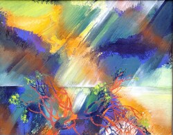 Benedek György (1934-2022) : Viharos táj , 90x107 cm.