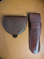 VERA PELLE RETRO férfi bőr pénztárca, patkó alakú + bőr tolltartó