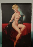 Pin Up Girl festmény olaj vászon kb 80x50cm  Postázom!