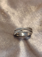 14 K fehér arany gyűrű 63 brill gyémánt kővel