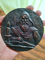 Bronz plakett,Kisplasztika 10,7 cm átmérő