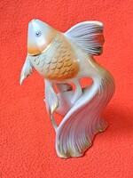 Gyönyörű, kézzel festett DRASCHE (KŐBÁNYAI PORCELÁNGYÁR) hal figura, nipp