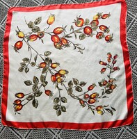 Finom csipkebogyó mintás selyem kendő, 100% silk