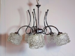 Art Deco króm csillár kristály üveg búrával ALKUDHATÓ