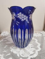 Kobaltkék Ajka Kristály váza 23cm