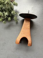 Mid-Century Modern kézzel készült, fa gyertyatartó