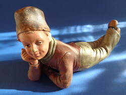 Ca 1900 Festett terrakotta szobor, BB Bernhard Bloch szignóval,