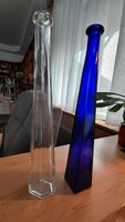 Vintage/Retro üveg vázák párban - kobaltkék és átlátszó (32 cm)