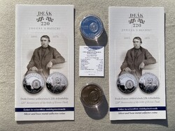 2023 Deák Ferenc 15000 + 3000 Forint ezüst-színesfém emlékérme pár, certivel, prospektussal