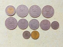 Portugália 11 db Különböző Érme 2,5 5,20,50,100 Escudos 1976-1998