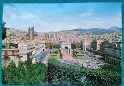 Piazza della Vittoria, Genova, Olaszország, látkép, obeliszk,  postatiszta képeslap