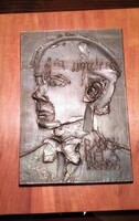 Ligeti Erika - fémmunka: Bartók Béla bronz plakett fa alapon