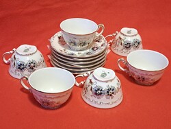 Bolti állapotú Zsolnay búzavirágos / búzavirág mintás mokkás / kávés csésze alátéttel