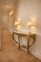 Márvány lapos arany konzol asztal