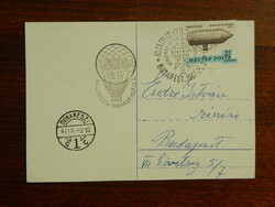 Alkalmi bélyegzés 1967 Aerofila (I.) bélyeggel, levelezőlapon, Ballonposta / Dunakeszi