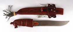1D703 Lófejes karib Promedoca machete dísztőr bőr tokban