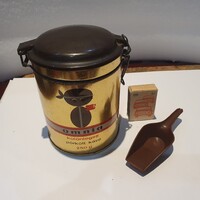 Retro omnia kávé pléh bádog doboza kanállal compack mokka karaván sláger szocreál filmkellék