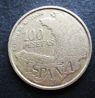Spanyol emlék 100 peseta Szent Jakab Út (BN48)