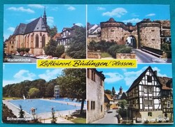 Büdingen település Németországban, középkori óváros, postatiszta képeslap