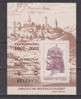 Emlékív 2001 - Pannonhalma , Szent István
