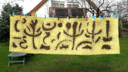 Retro, absztrakt mintás suba, falvédő