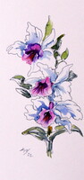 Kovács Anna Brigitta: Tropical floral II-  watercolor painting - Trópusi virág II