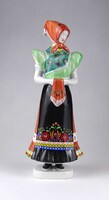 1Y918 Régi Hollóházi porcelán matyó menyecske 29 cm