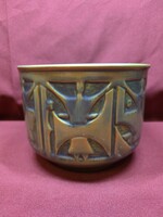 Zsolnay eozin mázas honfoglalás motívumú kaspó