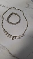 Strassz kövekkel díszített nyakék karkötő szett hagyatékból